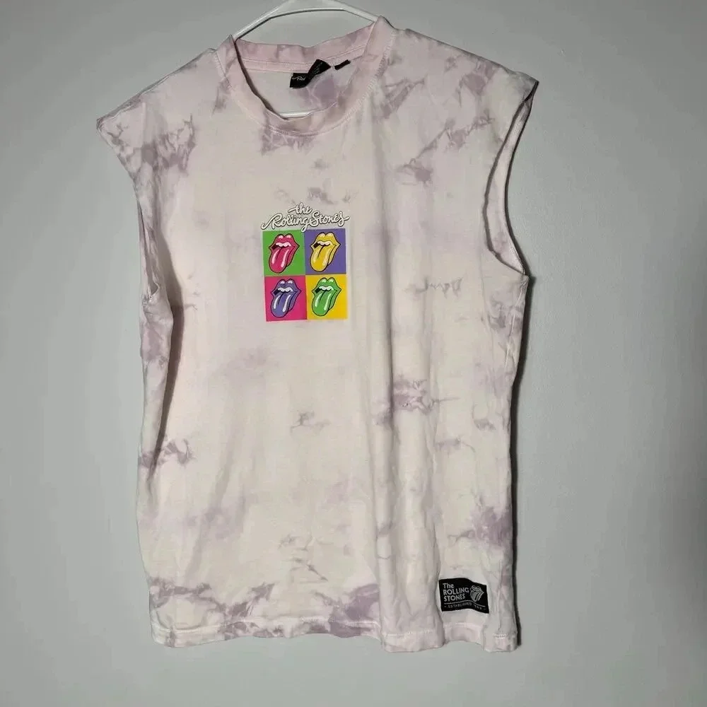 Rare The Rolling Stone Sleeves Tee Tie-Dye purple Sz‎ XS logo in front of